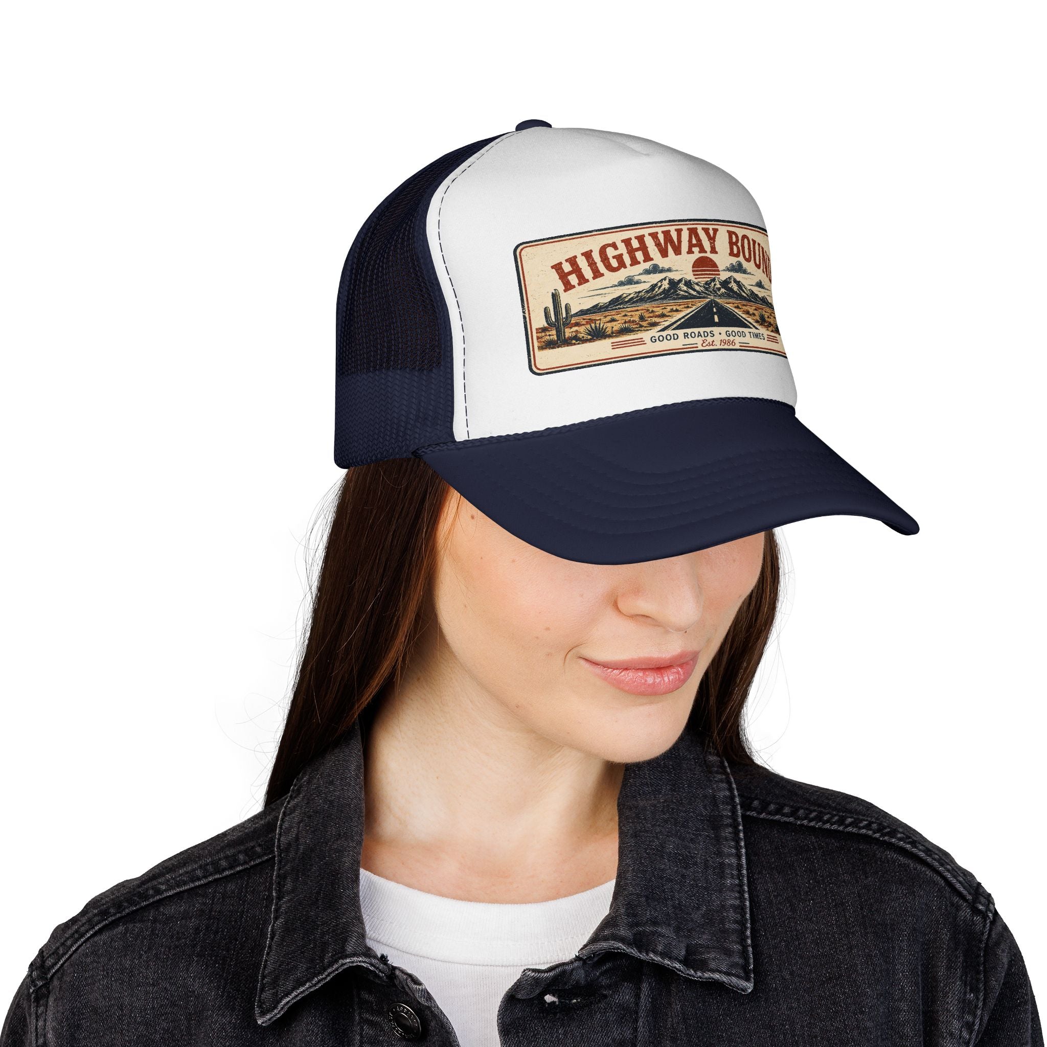 Highway Bound Trucker Hat - Retro Desert Road Snapback