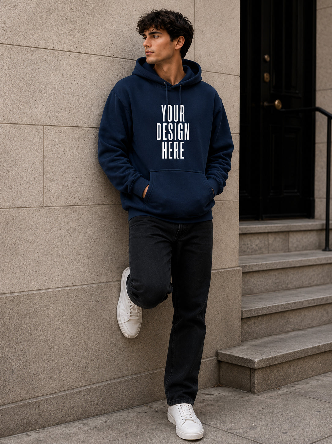 Dark Blue Hoodie with Design of Choice