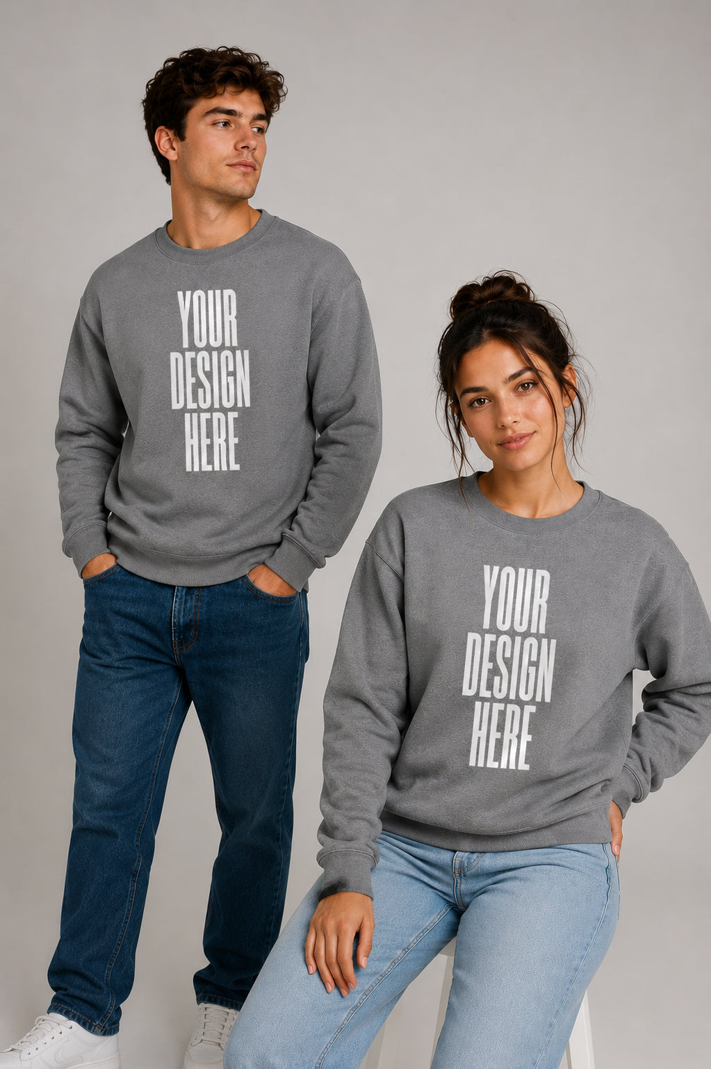 Grey Sweatshirt Unisex with Design of Choice