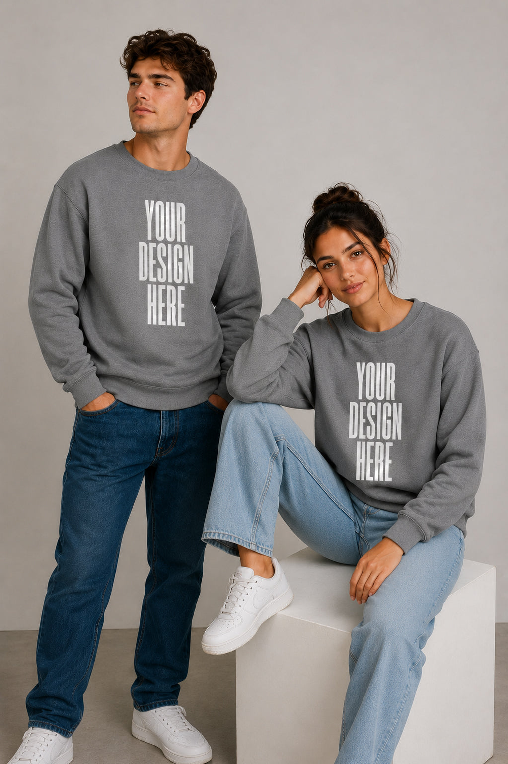 Grey Sweatshirt Unisex with Design of Choice