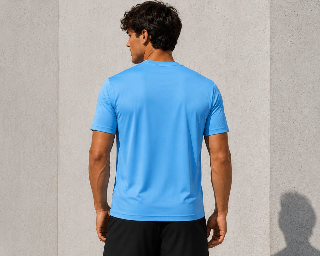 Polyester Blue T-Shirt with Design of Choice